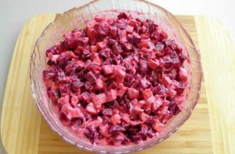 Безумно вкусный свекольный салат с крабовыми палочками