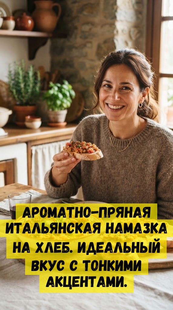 Ароматно-пряная итальянская намазка на хлеб. Идеальный вкус с тонкими акцентами.